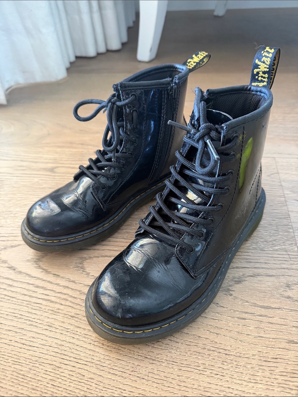 Kid’s Dr. Marten’s Black Patent Lace-Up Combat Boots -